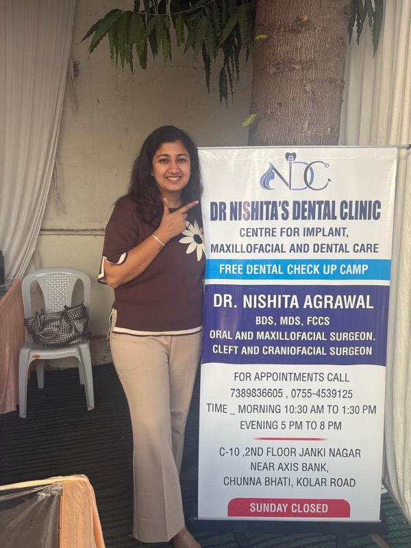 Dr. Nishita at a free dental check-up camp